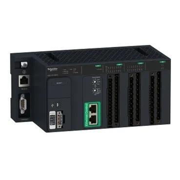 Modicon MC80 PLC with integrated I/O, designed for rugged environments, ideal for Maxima Automation.